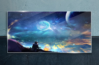 Cosmic night under the stars Glass Print