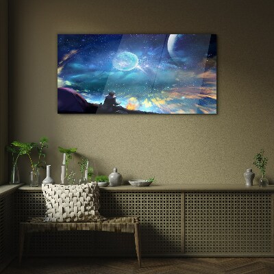 Cosmic night under the stars Glass Print