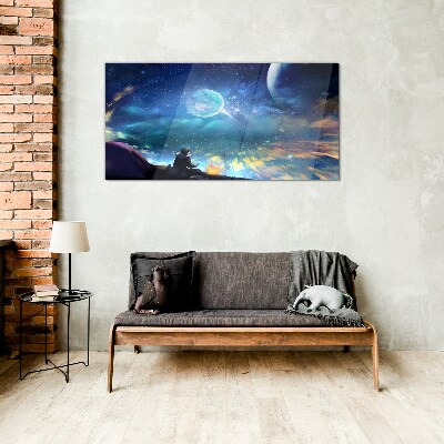 Cosmic night under the stars Glass Print