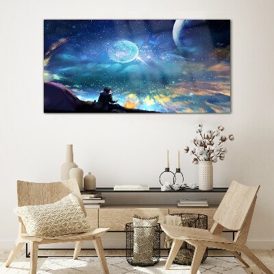 Cosmic night under the stars Glass Print