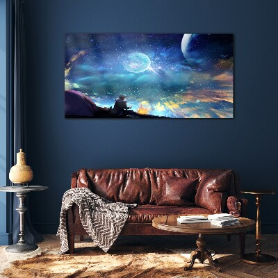 Cosmic night under the stars Glass Print