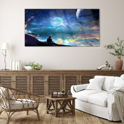Cosmic night under the stars Glass Print
