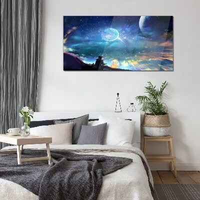 Cosmic night under the stars Glass Print