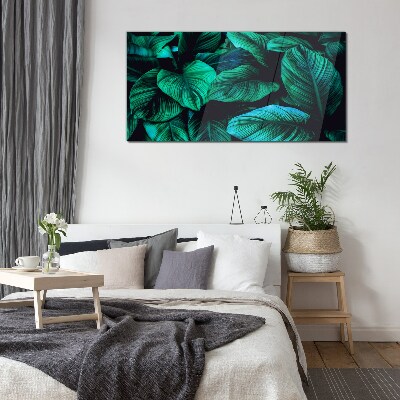 Green tropical leaves Glass Print