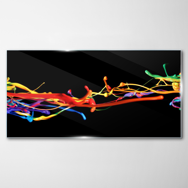 Colored spots on a black background Glass Print