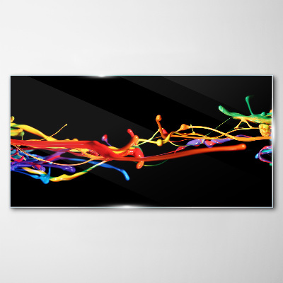 Colored spots on a black background Glass Print