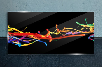 Colored spots on a black background Glass Print