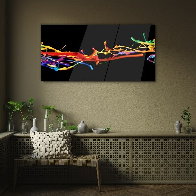 Colored spots on a black background Glass Print