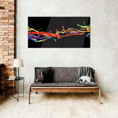 Colored spots on a black background Glass Print