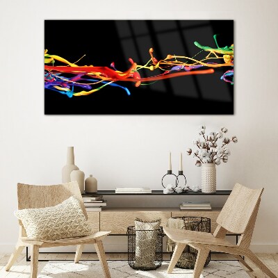 Colored spots on a black background Glass Print