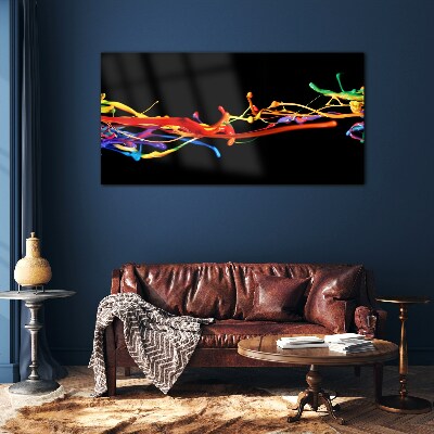 Colored spots on a black background Glass Print