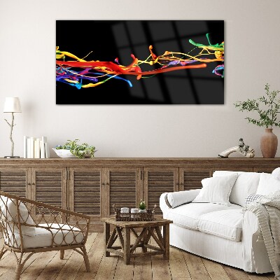 Colored spots on a black background Glass Print