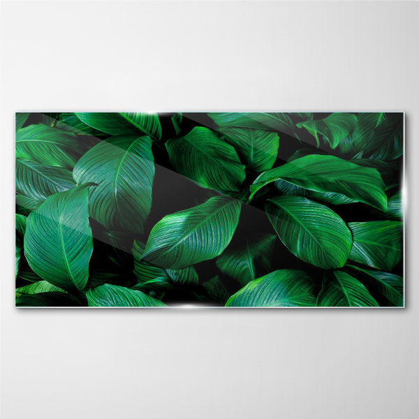 Green Symphony of Leaves Glass Print