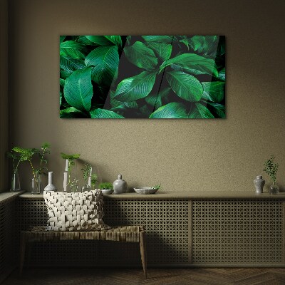 Green Symphony of Leaves Glass Print
