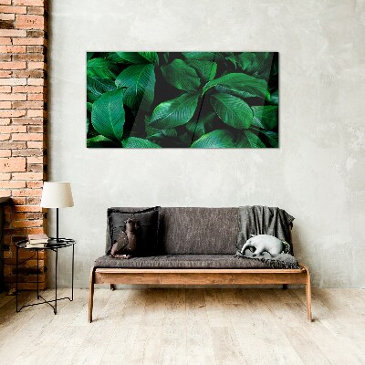 Green Symphony of Leaves Glass Print