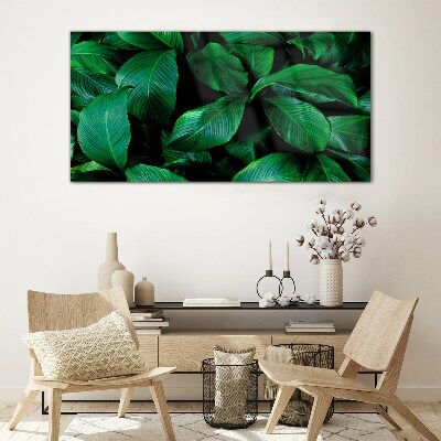 Green Symphony of Leaves Glass Print