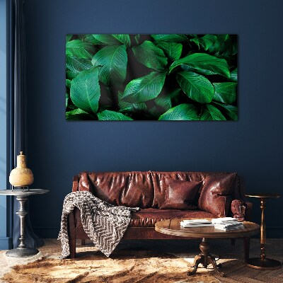 Green Symphony of Leaves Glass Print