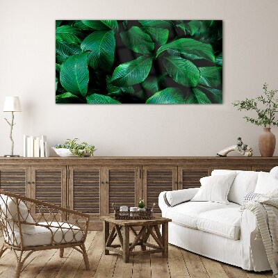 Green Symphony of Leaves Glass Print