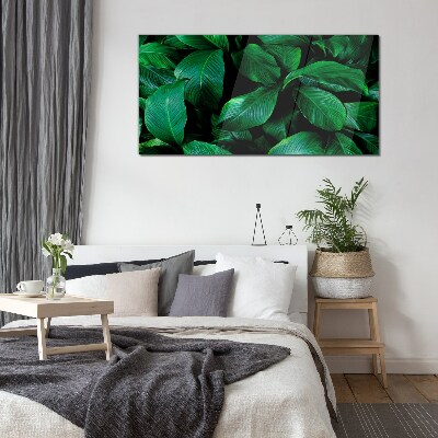 Green Symphony of Leaves Glass Print