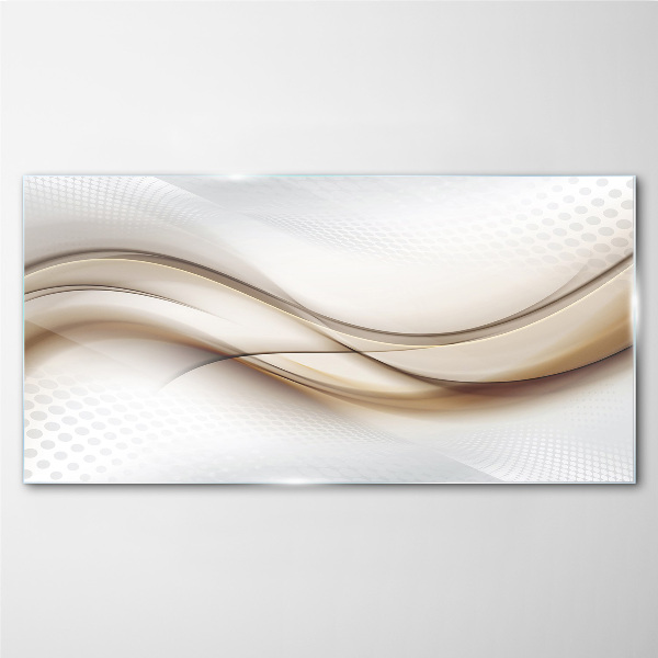 Waves in shades of beige Glass Print