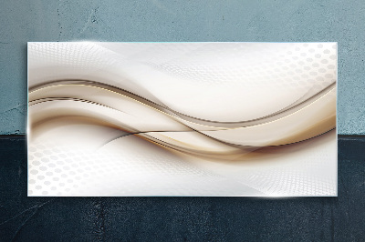 Waves in shades of beige Glass Print