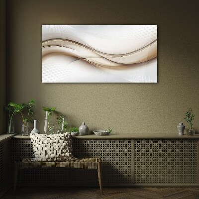 Waves in shades of beige Glass Print