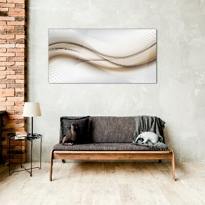 Waves in shades of beige Glass Print