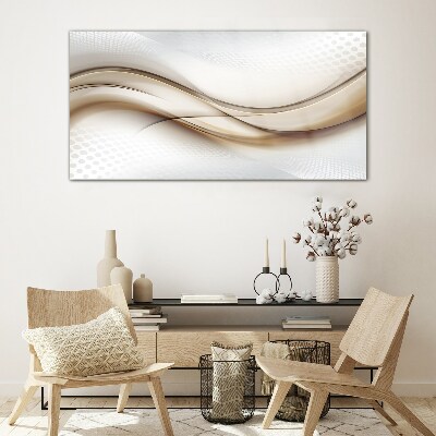 Waves in shades of beige Glass Print