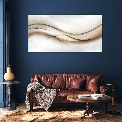 Waves in shades of beige Glass Print