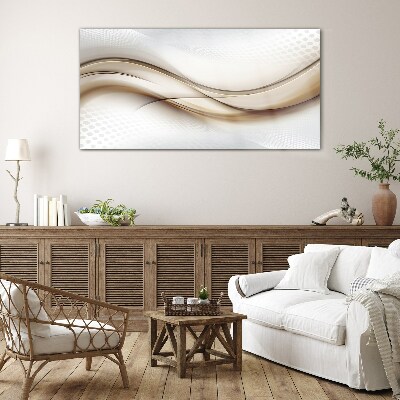 Waves in shades of beige Glass Print