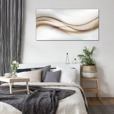 Waves in shades of beige Glass Print