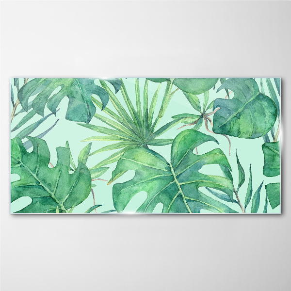 Tropical greenery in watercolor Glass Print