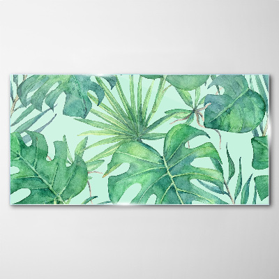 Tropical greenery in watercolor Glass Print