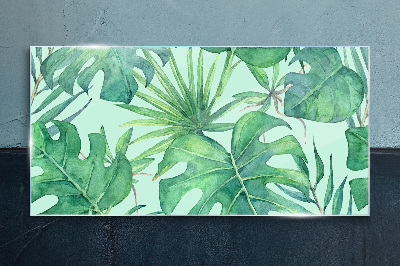 Tropical greenery in watercolor Glass Print