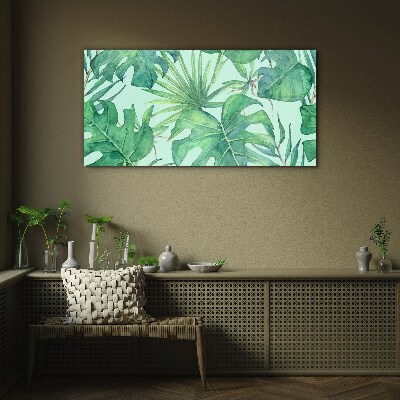 Tropical greenery in watercolor Glass Print
