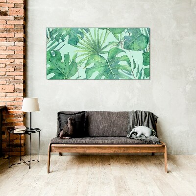 Tropical greenery in watercolor Glass Print