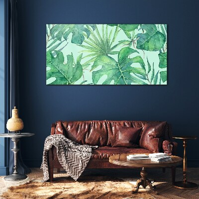 Tropical greenery in watercolor Glass Print