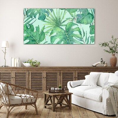 Tropical greenery in watercolor Glass Print