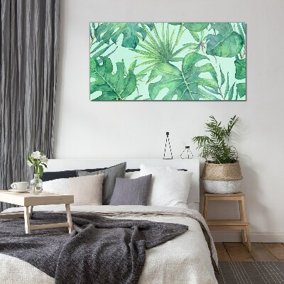 Tropical greenery in watercolor Glass Print