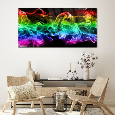 Colorful smoke trails Glass Print