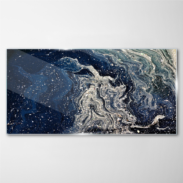 Ocean waves in blue tones Glass Print