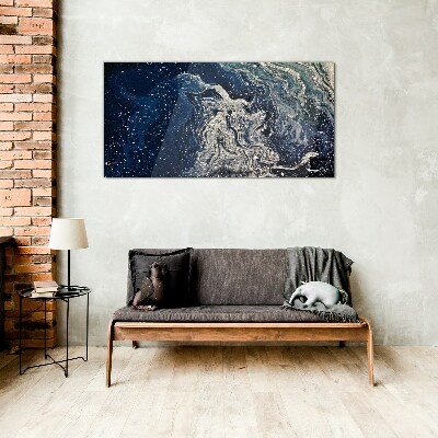 Ocean waves in blue tones Glass Print