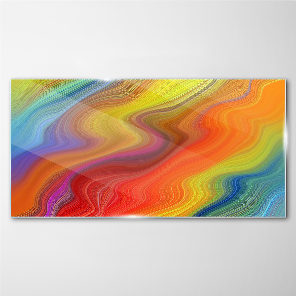 A wave of colors in motion Glass Print