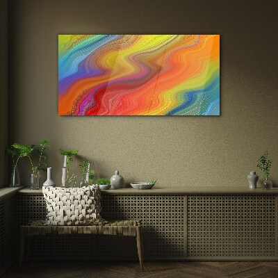 A wave of colors in motion Glass Print