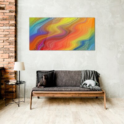 A wave of colors in motion Glass Print