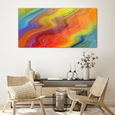 A wave of colors in motion Glass Print