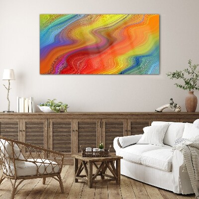 A wave of colors in motion Glass Print