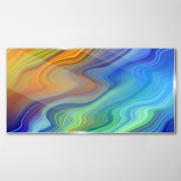 Waves of color in motion Glass Print