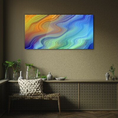 Waves of color in motion Glass Print