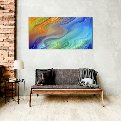 Waves of color in motion Glass Print
